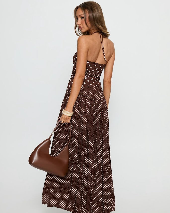 Marguerite Dress | Brown Polka