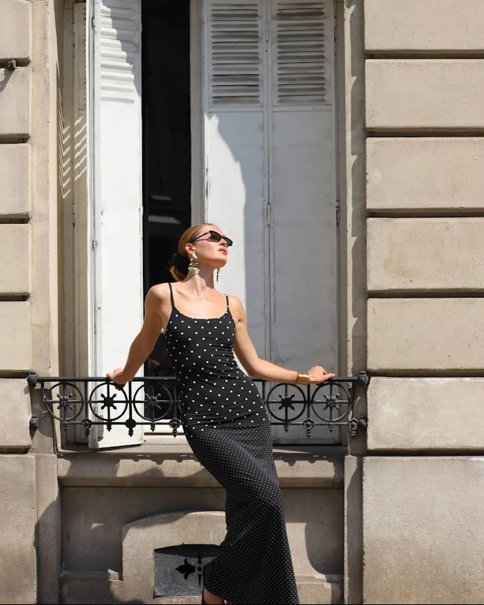 With Harper Lu Slip Dress | Black Polka