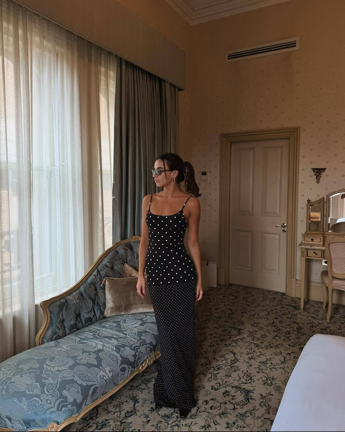 With Harper Lu Slip Dress | Black Polka