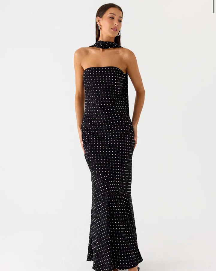 Under The Pagoda Maxi Dress | Black Polka