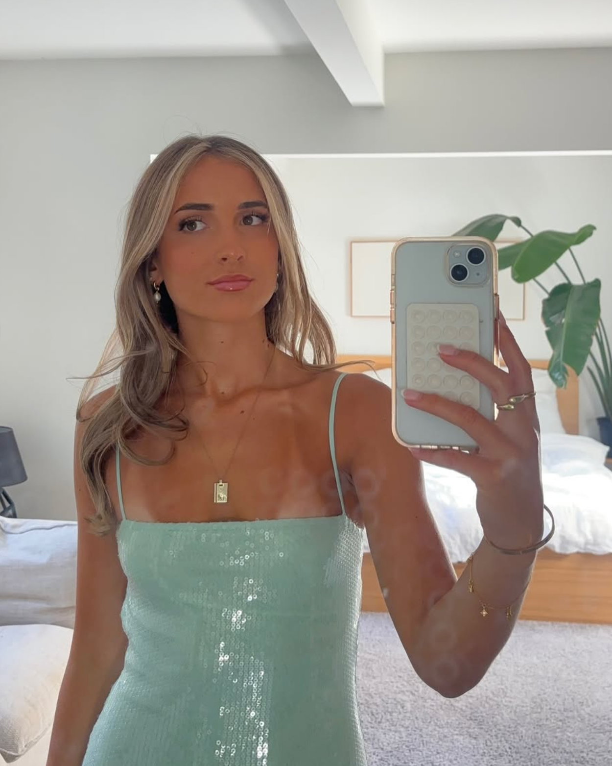 Juliano Sequin Slip Dress | Aquamarine