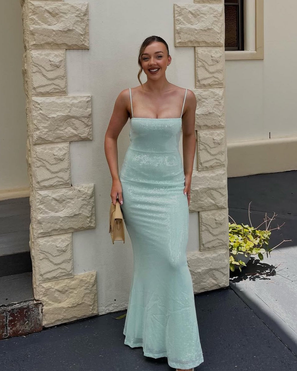 Juliano Sequin Slip Dress | Aquamarine