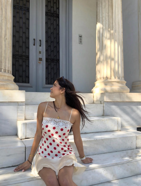 Style Rotate customer @kaelynntb wearing Margaux Mini Dress | Red