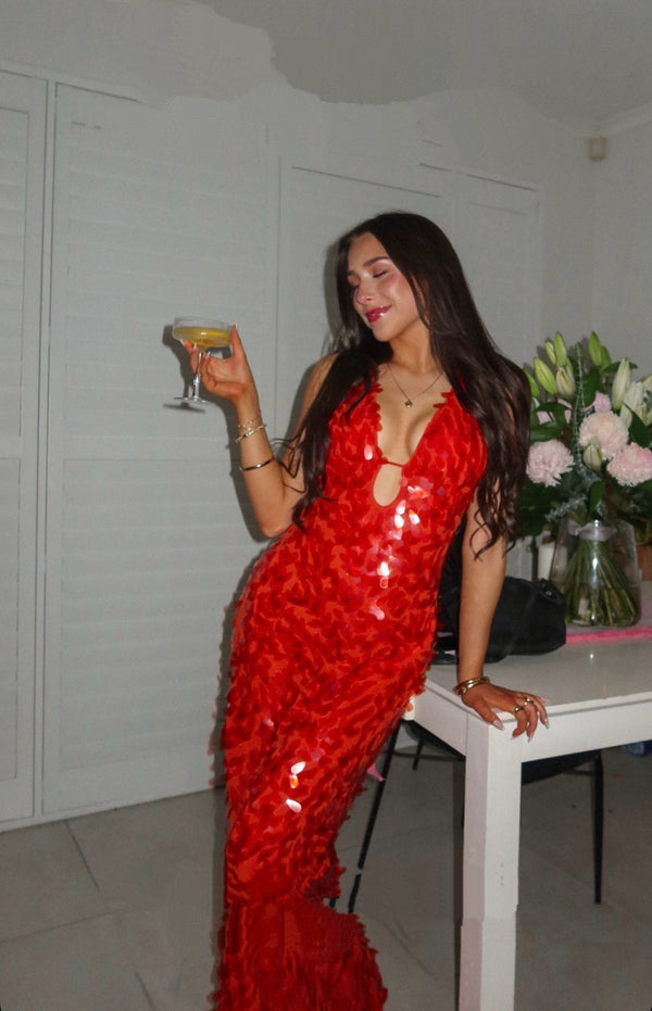 Style Rotate customer @em_donavon wearing Sapphire Sequin Dress