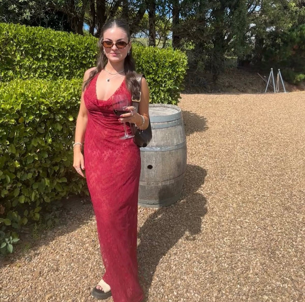 Style Rotate customer @tahliacrampton wearing Champagne Coastline Dress