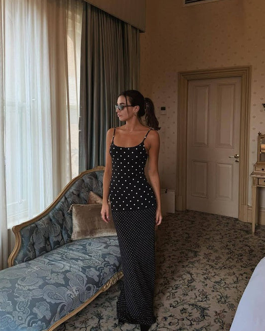 With Harper Lu Slip Dress | Black Polka