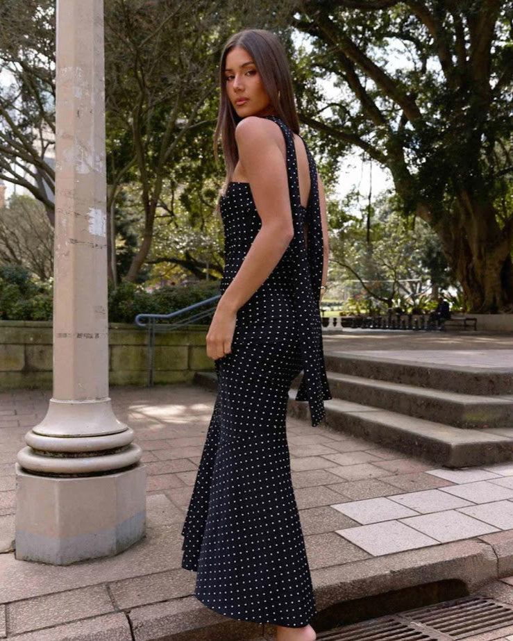 Under The Pagoda Maxi Dress | Black Polka