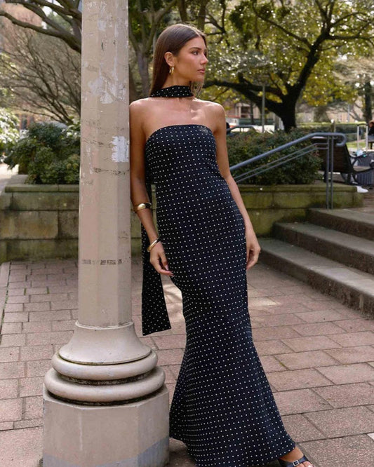 Under The Pagoda Maxi Dress | Black Polka