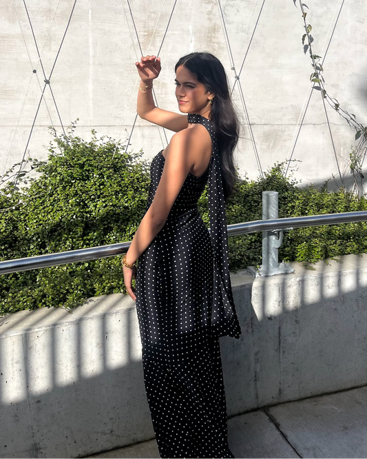 Under The Pagoda Maxi Dress | Black Polka